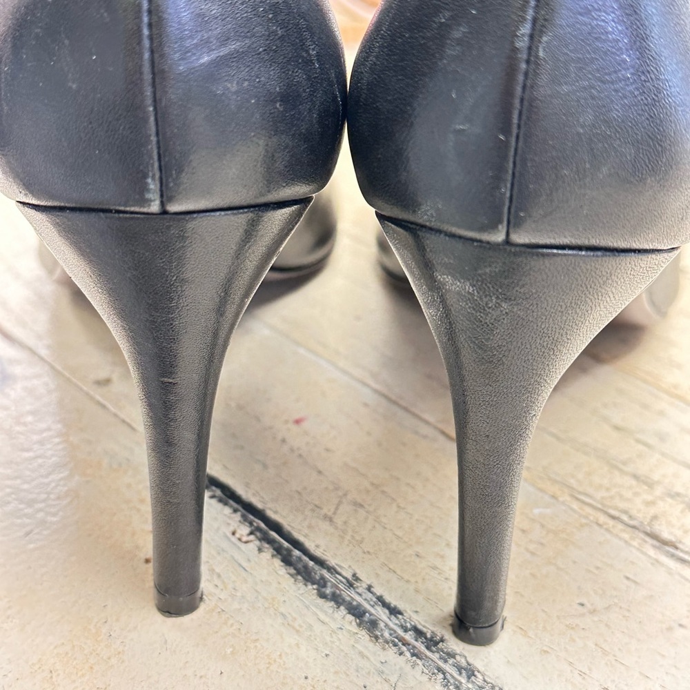 Cole Haan Black Leather Pointed-Toe Pumps - Picture 3 of 6